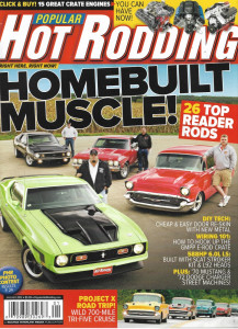 POPULAR HOT RODDING 2012 JAN - PROJECT ROAD TRIP, 15 CRATE ENGINES, '72 CHARGER